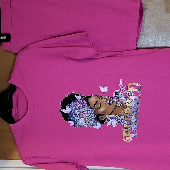 Womens Pink "Just Blessed" 2-Piece Short Set - Picture 2 of 9